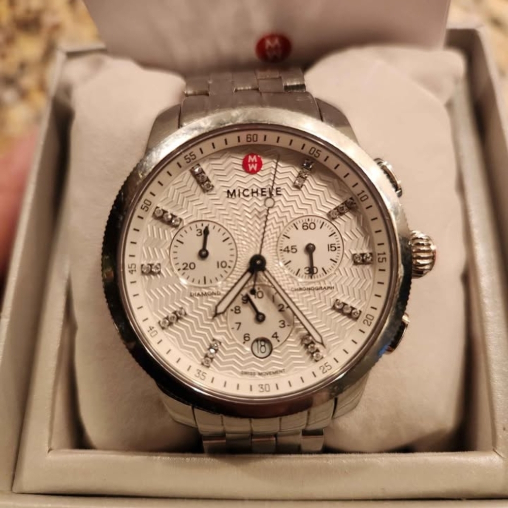 Michele Silver Chronograph Watch